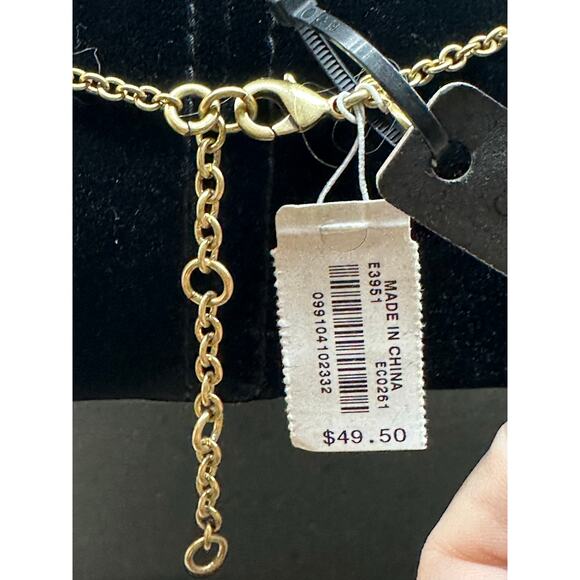 J CREW Mixed-media Stone Tortoise Necklace Gold-Tone Rhinestone - NWT - Picture 3 of 3